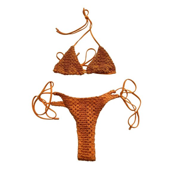 Triangl Swimwear Vinca Bikini Set in Frosi Orange Crochet - Picture 1 of 5